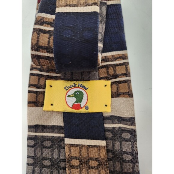 Duck Head Neck Tie Multicolor Geometric 100% Silk Made In USA - Picture 3 of 5